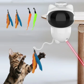 Multi-funkčné Nabíjateľná Laser Cat Teaser, Rotujúce Pierko, Mačka Provokujúcej Hračka, Môžete Klip, preliezky, Nový Výrobok