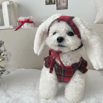 Nový rok Psa Šaty Vianočné Oblečenie pre psy, Mačky, Pet Oblečenie, Sukne Šteniatko Yorkshire Teriér Pomeranian Maltčina Bišonika Oblečenie Klobúk