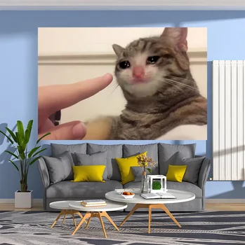Vtipné Gobelín Plač Mačka Meme Vytlačené Stene Visí Umenia Estetika Koberce Spálne Alebo Domov Pre Dekorácie