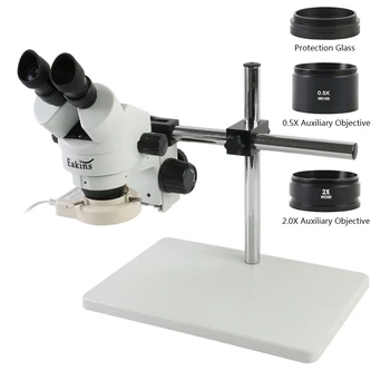 Zväčšením Kontinuálne 3,5 X-90X Veľké rozmery Stojana Binokulárne Stereo Mikroskopom + 0.5 X, 2X Pomocné Cieľ Objektív 144 LED